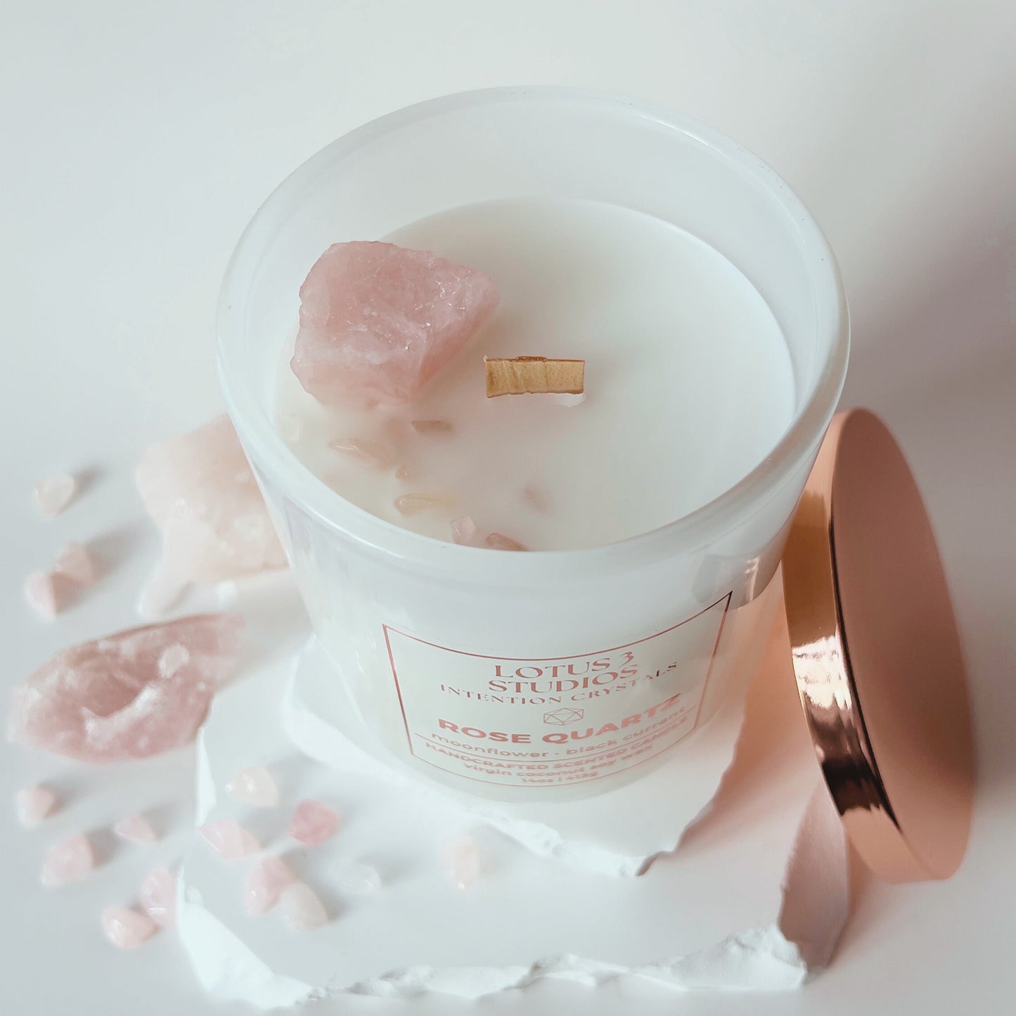 Rose Quartz Infused Scented Candle for Love