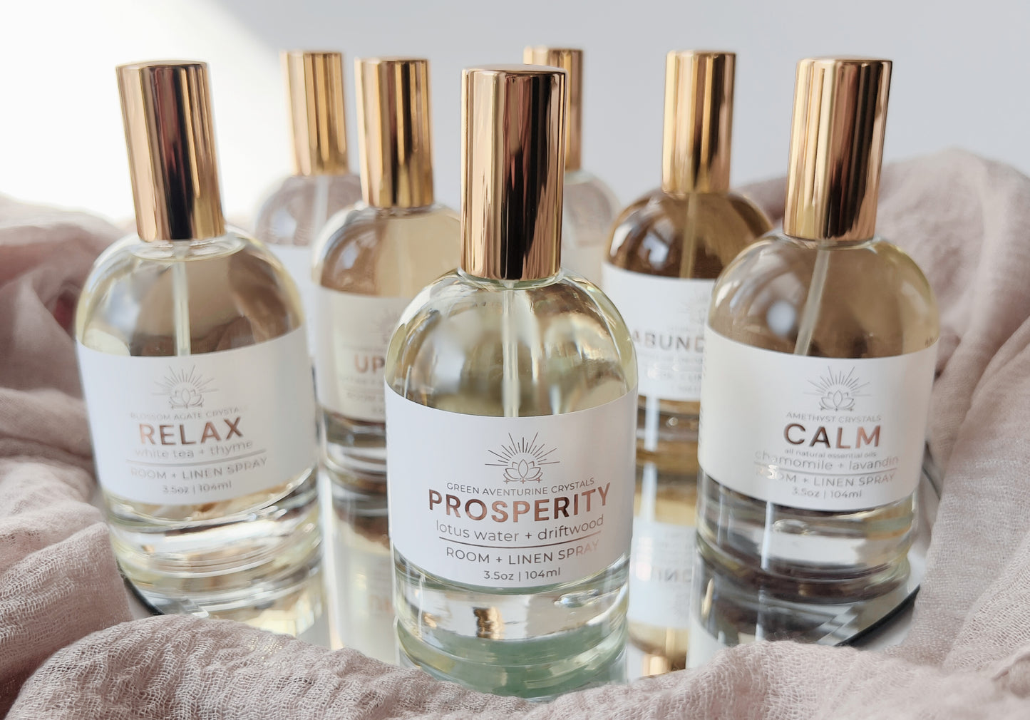 Relax Crystal Infused Room + Linen Spray | White Tea + Thyme - Blossom Agate Crystals