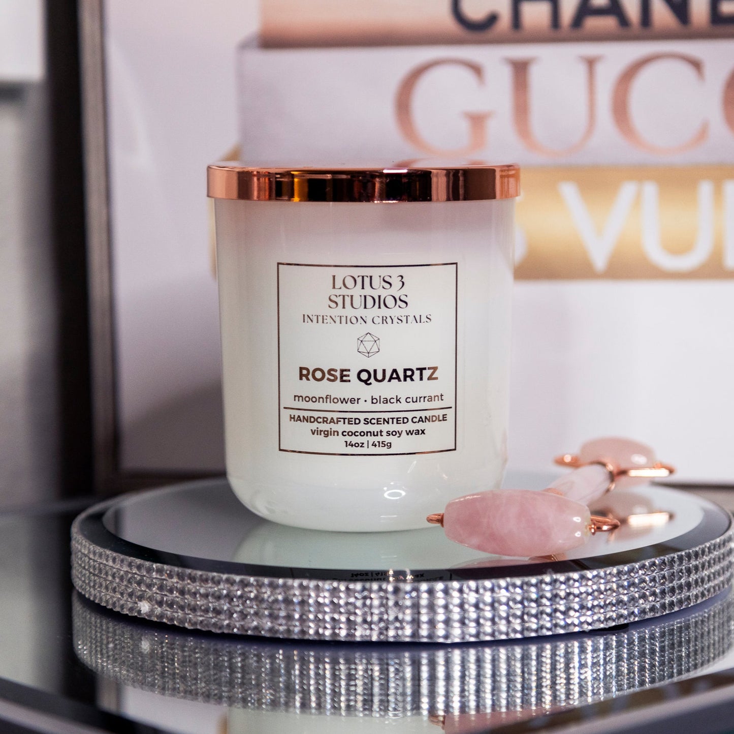 Rose Quartz Infused Scented Candle for Love