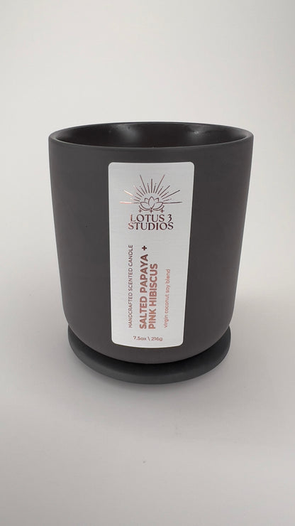 Salted Papaya + Pink Hibiscus Scented Ceramic Candle