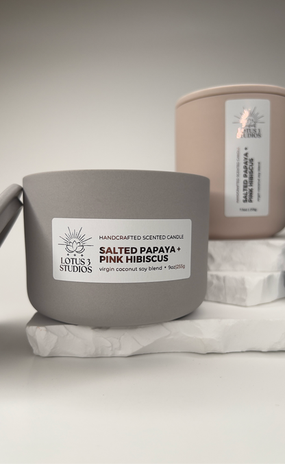 Salted Papaya + Pink Hibiscus Scented Ceramic Candle