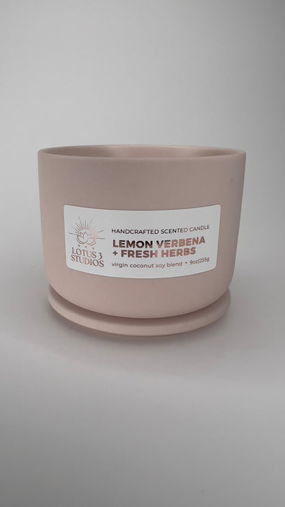 Lemon Verbena + Fresh Herbs Scented Ceramic Candle