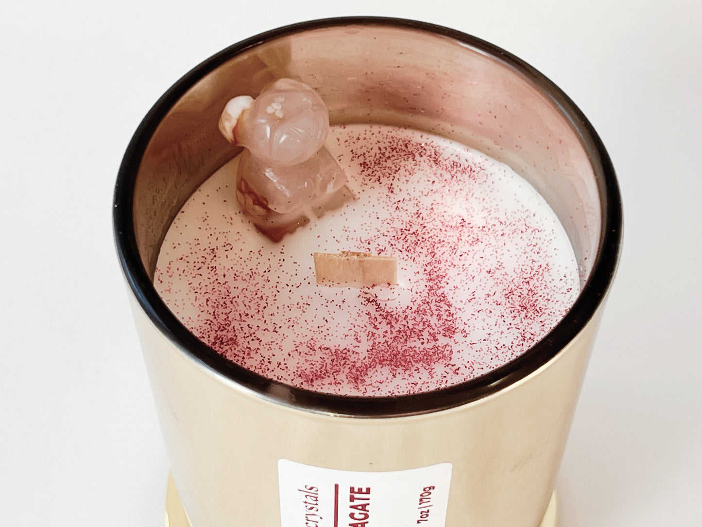 Sakura Blossom Agate Crystal Infused Candle - Lucky Rabbit | Persimmon + Clove