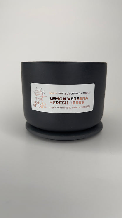 Lemon Verbena + Fresh Herbs Scented Ceramic Candle