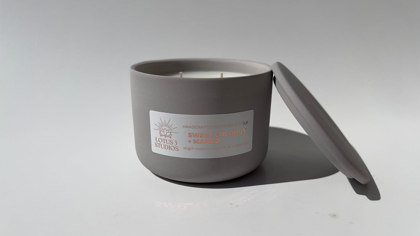 Sweet Coconut + Mango Scented Ceramic Candle