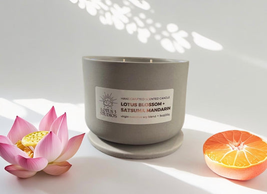 Lotus Blossom + Satsuma Mandarin Ceramic Scented Candle