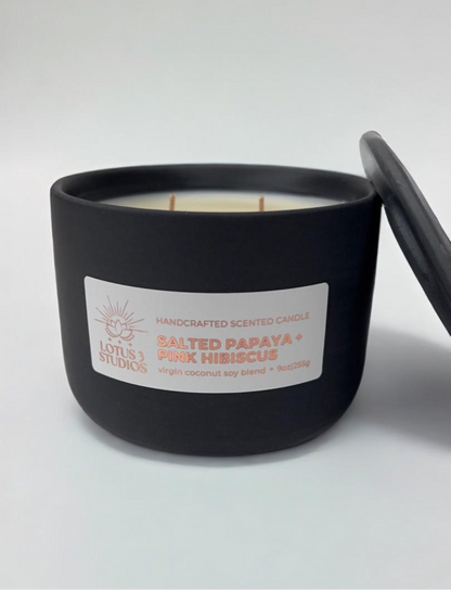 Salted Papaya + Pink Hibiscus Scented Ceramic Candle