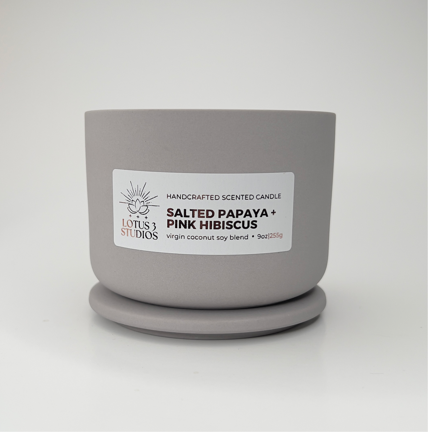 Salted Papaya + Pink Hibiscus Scented Ceramic Candle