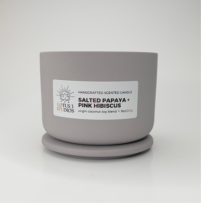 Salted Papaya + Pink Hibiscus Scented Ceramic Candle