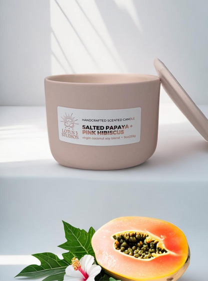 Salted Papaya + Pink Hibiscus Scented Ceramic Candle