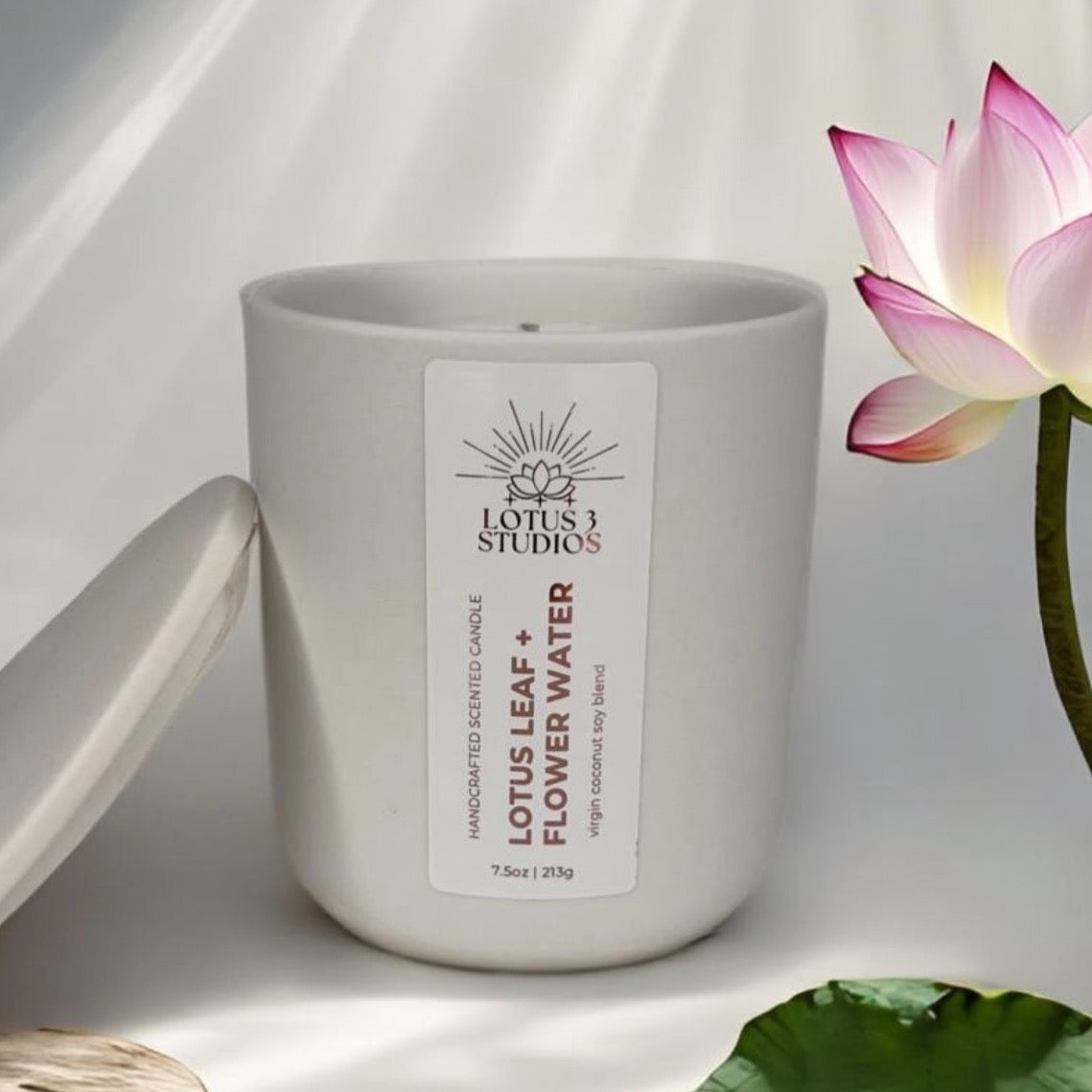 Lotus Leaf + Flower Water Scented Ceramic Candle