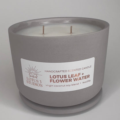 Lotus Leaf + Flower Water Scented Ceramic Candle