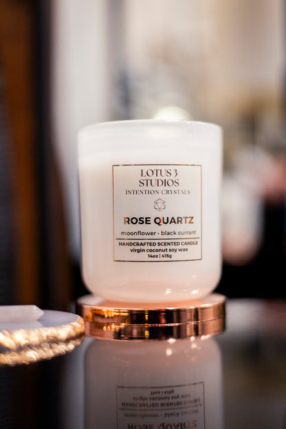 Rose Quartz Infused Scented Candle for Love