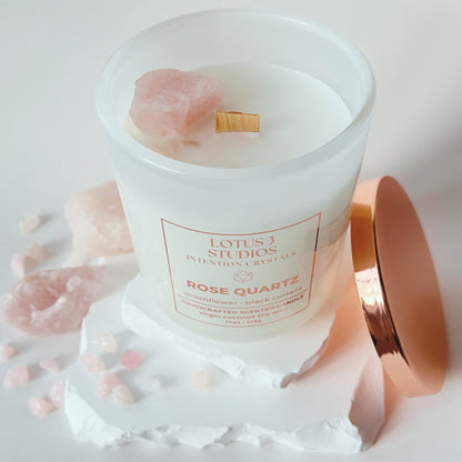 Rose Quartz Infused Scented Candle for Love